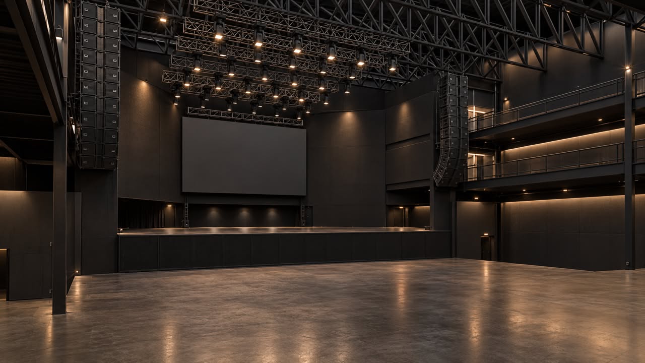 Vista del escenario y área de concierto de la Sala 1
